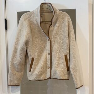 J. Crew Cream Teddy Jacket with Brown Accents